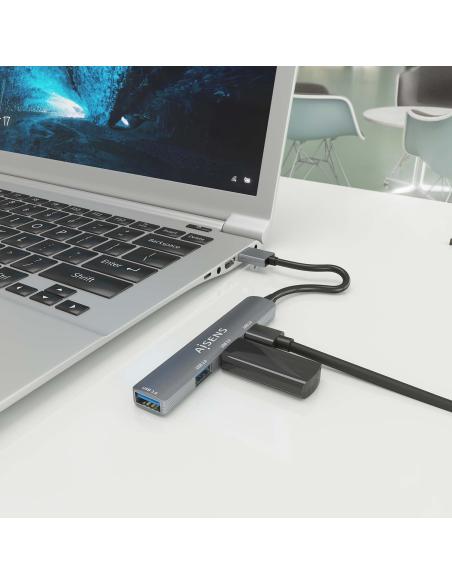 HUB USB 3.0 ALUMINIO 1XUSB3.0 A H3XUSB2.0 A H GRIS 10CM AISENS A106-0859