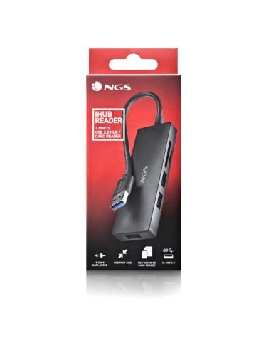 HUB USB NGS 4 PUERTOS USB 3.0 LECTOR DE TARJETA IHUB READER