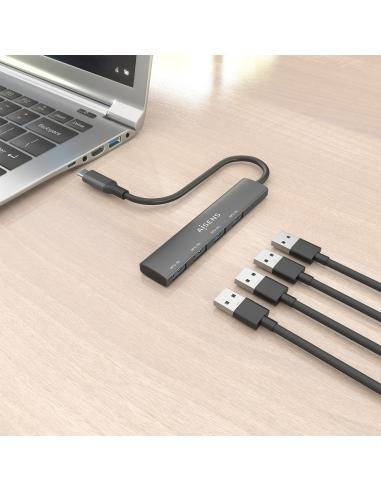 HUB USB 3.1 USB-C USB-CM-4XTIPO AH GRIS 15CM AISENS A109-0943