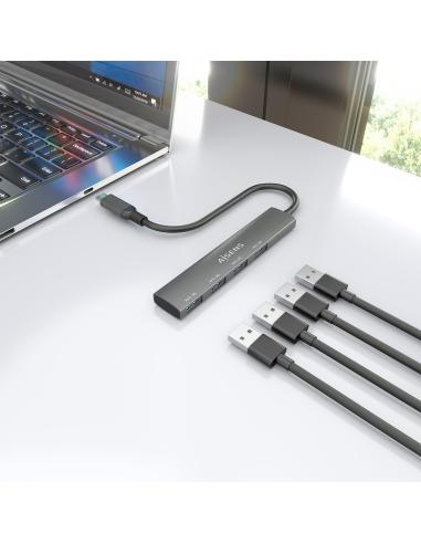 HUB USB 3.1 USB-C USB-CM-4XTIPO AH GRIS 15CM AISENS A109-0943