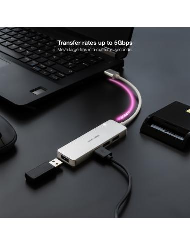 HUB USB 3.0 4XUSB3.0. USB-AM-USB 3.0H ALUM. 18CM NANOCABLE 10.16.4602