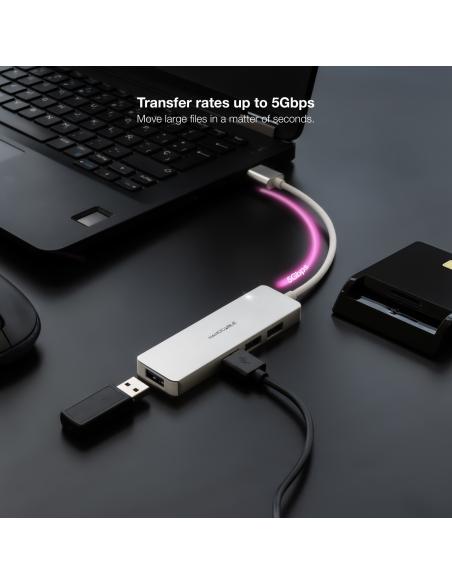 HUB USB 3.0 4XUSB3.0. USB-AM-USB 3.0H ALUM. 18CM NANOCABLE 10.16.4602
