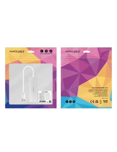HUB USB 3.0 4XUSB3.0. USB-AM-USB 3.0H ALUM. 18CM NANOCABLE 10.16.4602