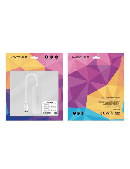 HUB USB 3.0 4XUSB3.0. USB-AM-USB 3.0H ALUM. 18CM NANOCABLE 10.16.4602