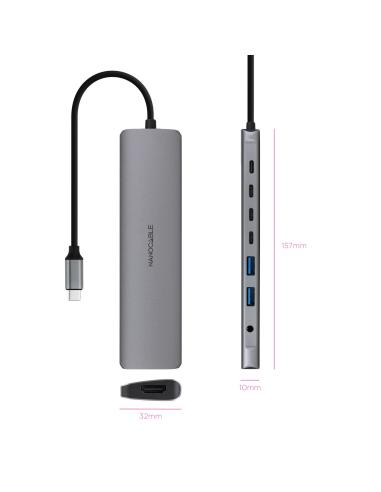 HUB USB-C 2XUSB-A3XUSB-CUSB-C CARGAHDMIAUDIO NANOCABLE 10.16.4608