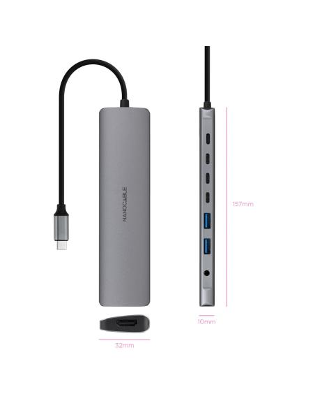 HUB USB-C 2XUSB-A3XUSB-CUSB-C CARGAHDMIAUDIO NANOCABLE 10.16.4608