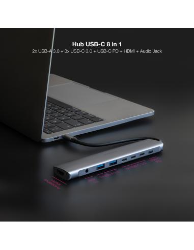 HUB USB-C 2XUSB-A3XUSB-CUSB-C CARGAHDMIAUDIO NANOCABLE 10.16.4608