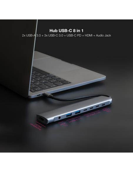HUB USB-C 2XUSB-A3XUSB-CUSB-C CARGAHDMIAUDIO NANOCABLE 10.16.4608