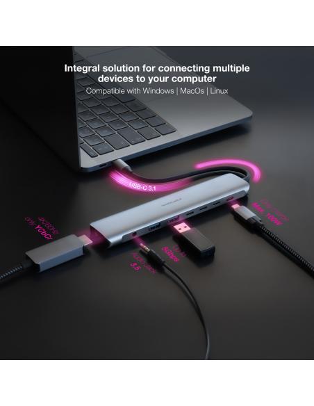 HUB USB-C 2XUSB-A3XUSB-CUSB-C CARGAHDMIAUDIO NANOCABLE 10.16.4608