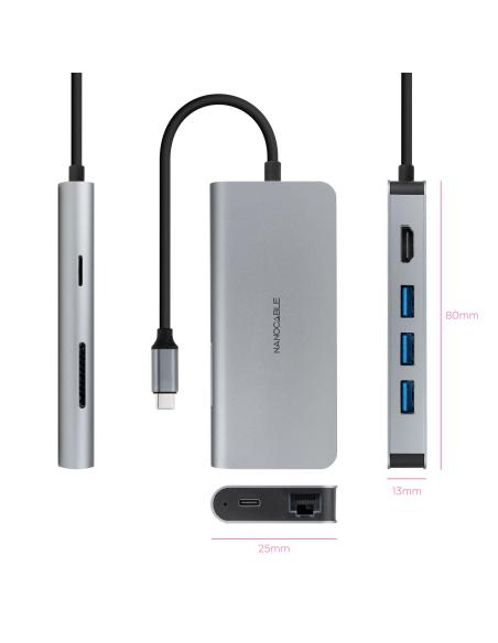 HUB USB-C 3XUSB-AHDMIUSB-C CARGARJ45TFSD NANOCABLE 10.16.4609