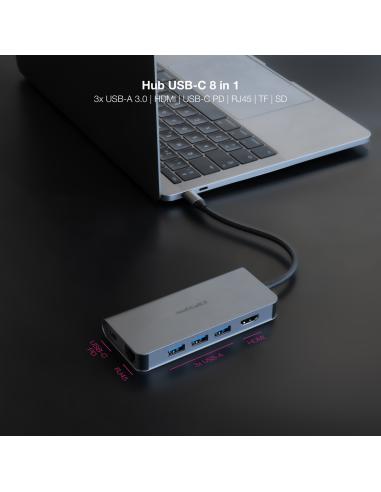 HUB USB-C 3XUSB-AHDMIUSB-C CARGARJ45TFSD NANOCABLE 10.16.4609