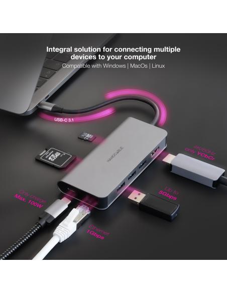 HUB USB-C 3XUSB-AHDMIUSB-C CARGARJ45TFSD NANOCABLE 10.16.4609
