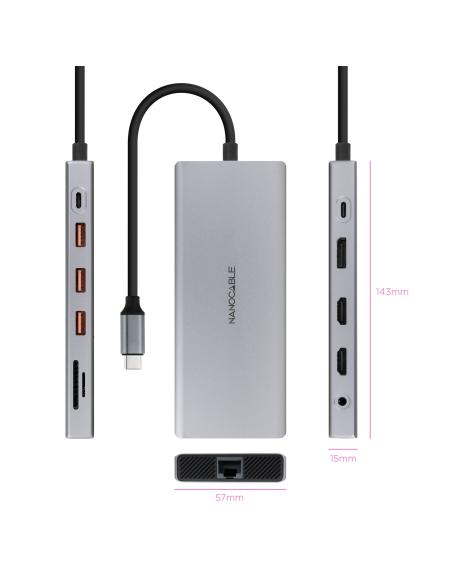 HUB USB-C 3XUSB-AUSB-CCARG2XHDMIDPRJ45TFSDAUD NANOCABLE 10.16.4612