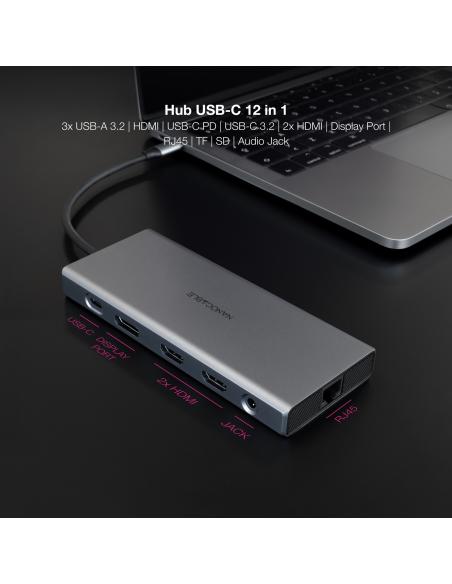 HUB USB-C 3XUSB-AUSB-CCARG2XHDMIDPRJ45TFSDAUD NANOCABLE 10.16.4612