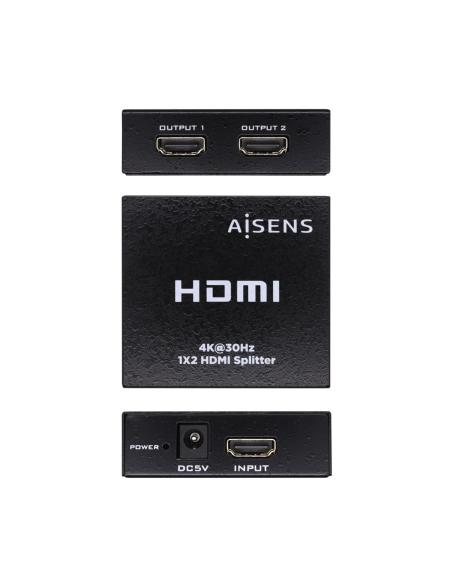 HDMI DUPLICADOR 4K 30HZ 1X2 CON ALIMENTACION NEGRO AISENS A123-0506