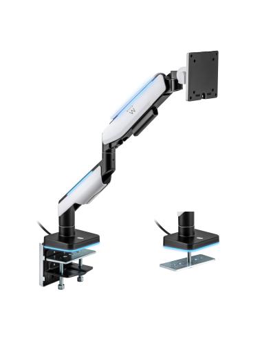 SOPORTE BRAZO MESA MONITOR EWENT ARTICULADO RGB / RESORTE GAS / HASTA 49" / 20 Kgr / NEGRO MATE - GRIS / EW1509