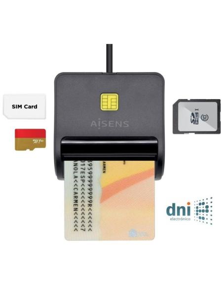 LECTOR TARJETA DNI - SIM SD MICRO SD MMC RSMMC MMC MICRO NEG AISEN ASCR-SN02SD-BK