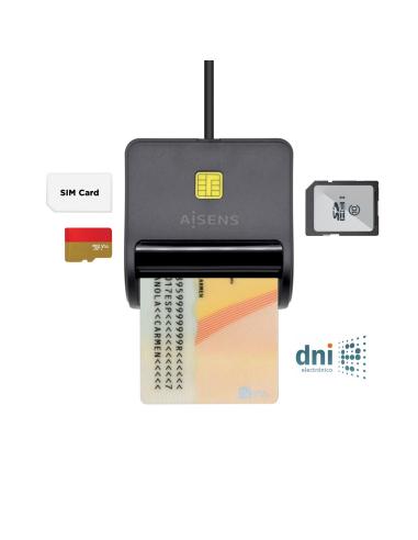 LECTOR TARJETA DNI - SIM SD MICRO SD MMC RSMMC MMC MICRO NEG AISEN ASCR-SN02SD-BK