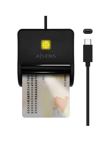 LECTOR TARJETA INTELIGENTE DNI USB-C NEGRO AISENS ASCR-SN03C-BK