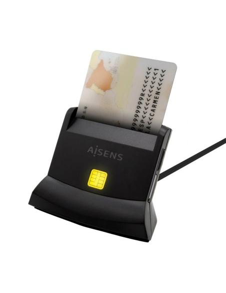 LECTOR TARJETA DNI CON LECTOR MULTITARJETA USB-C NEGRO AISENS ASCR-SN04CSD-BK