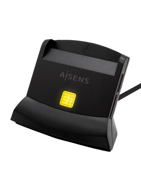 LECTOR TARJETA DNI CON LECTOR MULTITARJETA USB-C NEGRO AISENS ASCR-SN04CSD-BK