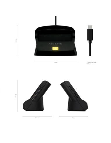 LECTOR TARJETA DNI CON LECTOR MULTITARJETA USB-C NEGRO AISENS ASCR-SN04CSD-BK
