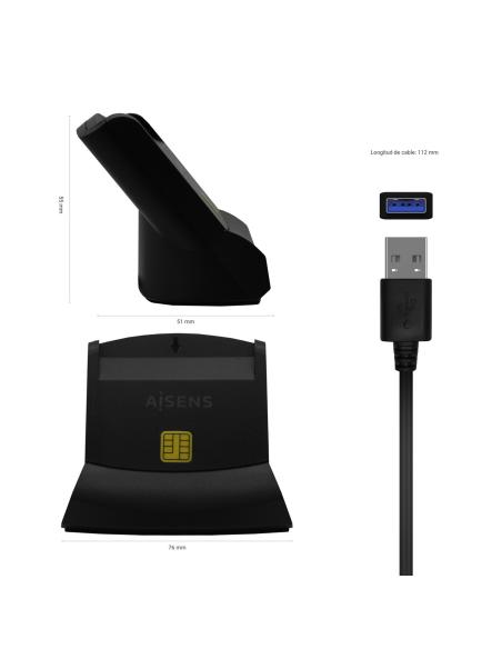 LECTOR DE TARJETA INTELIGENTE DNI NEGRO AISENS ASCR-SN05-BK