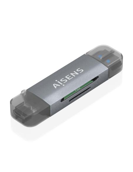 LECTOR TARJETAS MEMORIA EXTERNO SDMICROMMCUSB-A USB-CGRIS AISENS ASCR-2AC08-GR