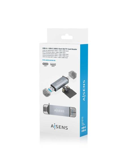 LECTOR TARJETAS MEMORIA EXTERNO SDMICROMMCUSB-A USB-CGRIS AISENS ASCR-2AC08-GR