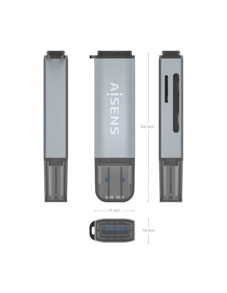 LECTOR TARJETAS SD MICRO SD MMC RS-MMC MMC MICRO USB-A GRIS AISENS ASCR-2A09-GR