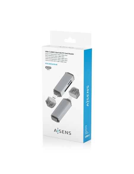 LECTOR TARJETAS SD MICRO SD MMC RS-MMC MMC MICRO USB-C GRIS AISENS ASCR-2C10-GR