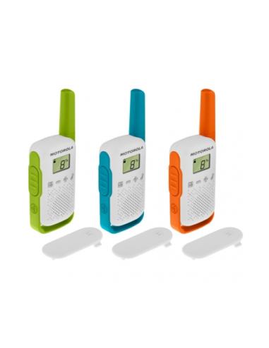 WALKIE TALKIE MOTOROLA T42 TRIPLE PACK / LIGERO Y COMPACTO / 16 CANALES PMR446 / ALCANCE HASTA 4 KM / FUNCION SCAN / B4P00811MDK