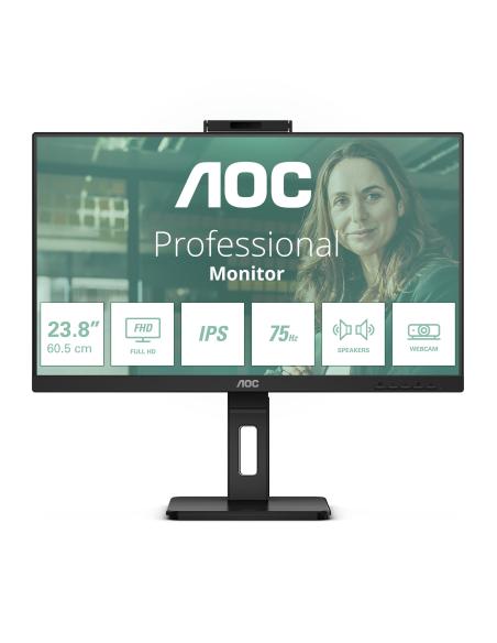 MONITOR 23.8 AOC PROFESIONAL 24P3QW IPS FHD 75HZ 1920X1080 MM 2HDMI PIVOT NEGRO