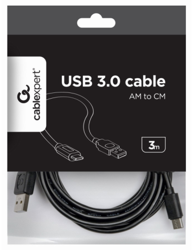 CABLE USB GEMBIRD 2.0 A TIPO C MACHO MACHO CARGA RAPIDA 3M