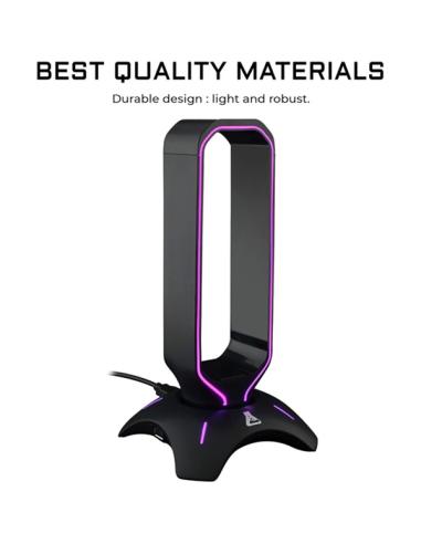 SOPORTE AURICULARES THE G-LAB K-STAND RADON NEGRO / RETROILUMINADO / 2xUSB-A / K-STAND-RADON