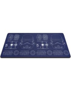ALFOMBRILLA XL SOBREMESA STAR WARS PLANO AZUL CASCO STORMTROOPER Y TIE FIGHTER 35 X 80 cm
