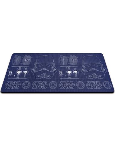 ALFOMBRILLA XL SOBREMESA STAR WARS PLANO AZUL CASCO STORMTROOPER Y TIE FIGHTER 35 X 80 cm
