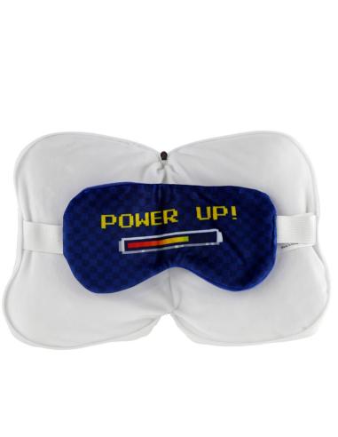 ALMOHADA VIAJE CON ANTIFAZ GAME OVER / 95% POLIESTER - 5% SPANDEX / CON CREMALLERA PARA GUARDAR EL ANTIFAZ