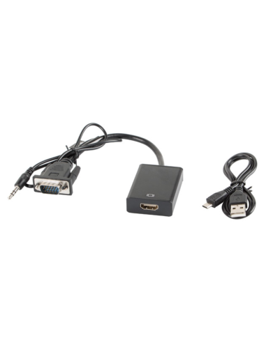 ADAPTADOR LANBERG VGA MACHO+AUDIO 3.5MM JACK/HDMI HEMBRA 20 CM NEGRO