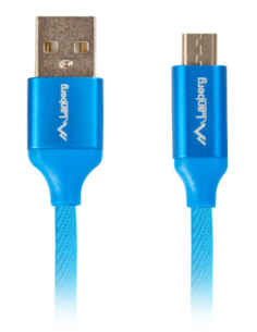 CABLE USB LANBERG 2.0 MACHO/MICRO USB MACHO QUICK CHARGE 3.0 1.8M AZUL