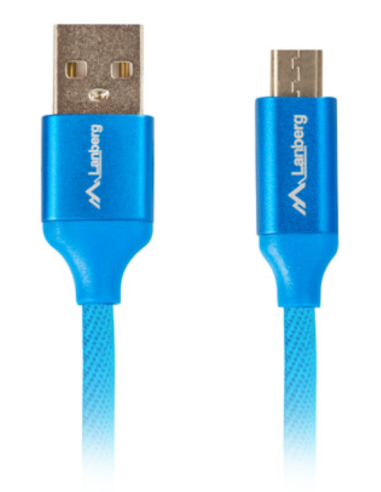 CABLE USB LANBERG 2.0 MACHO/MICRO USB MACHO QUICK CHARGE 3.0 1.8M AZUL
