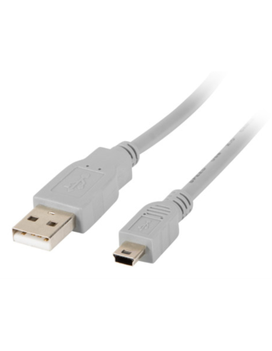 CABLE USB LANBERG 2.0 MACHO/MINI USB MACHO 1.8M GRIS
