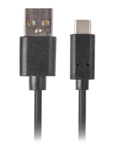 CABLE USB LANBERG 2.0 MACHO/USB C MACHO QUICK CHARGE 3.0 0.5M NEGRO