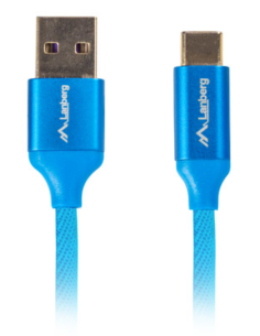 CABLE USB LANBERG 2.0 MACHO/USB C MACHO QUICK CHARGE 3.0 1.8M AZUL