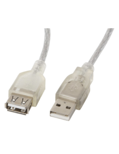 CABLE ALARGADOR LANBERGUSB 2.0 MACHO HEMBRA FERRITA 1.8M TRANSPARENTE