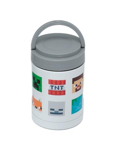 FIAMBRERAS TAPER TERMO PORTATIL MINECRAFT CARAS / 14X9X9 cm / ACERO INOX. - POLIPROPILENO - SILICONA / 500 ml