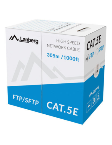 BOBINA CAT.5E LANBERG FTP RJ45 SOLIDO COBRE FLUKE TESTED AWG24 305M GRIS