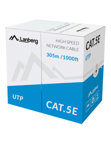 BOBINA CABLE RED LANBERG UTP RJ45 100 MB/S TRENZADO CCA AWG24 305M GRIS