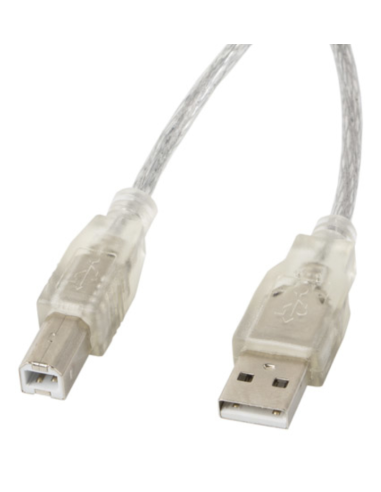 CABLE USB LANBERG USB-A MACHO A USB-B MACHO FERRITA 5M TRANSPARENTE