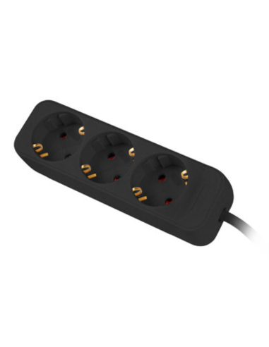 REGLETA LANBERG 3 TOMAS SCHUKO NEGRA 1.5M